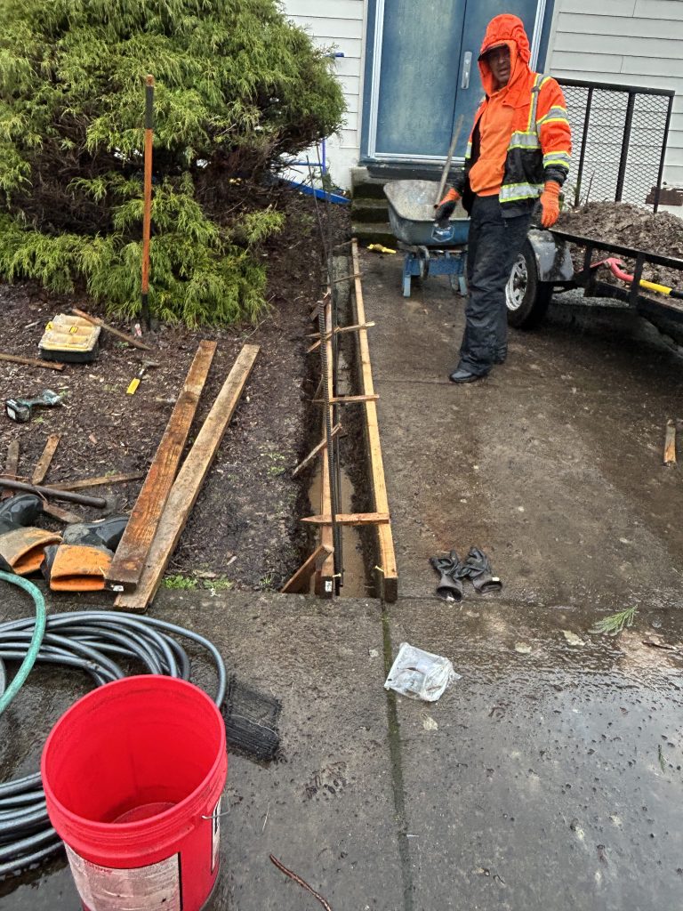 Concrete forms and rebar on a residential project